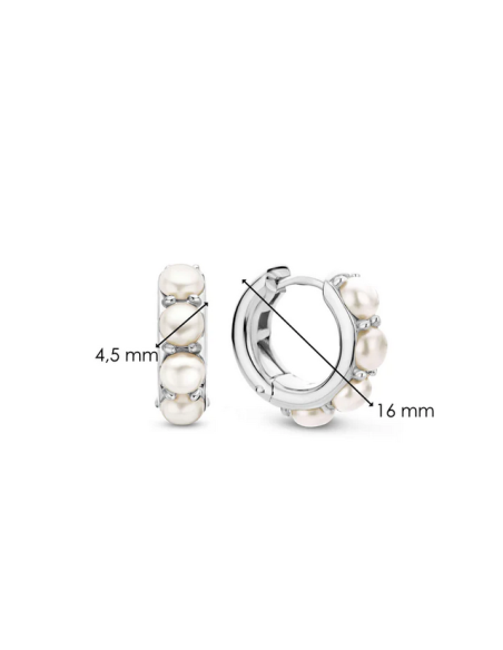 Boucles d'Oreilles Créoles Ti Sento Argent Et Perles