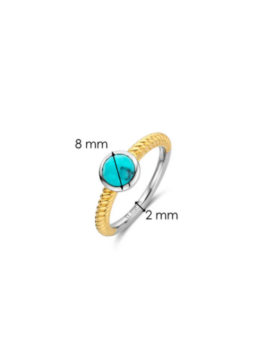 Bague Solitaire En Plaqué Or Et Turquoise Ti Sento