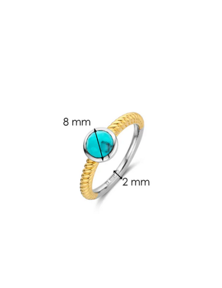 Bague Solitaire En Plaqué Or Et Turquoise Ti Sento