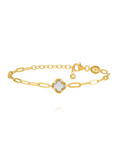 Bracelet Jeton Trèfle CHARLES GARNIER En Vermeil Nacre Et Oxydes de Zirconium