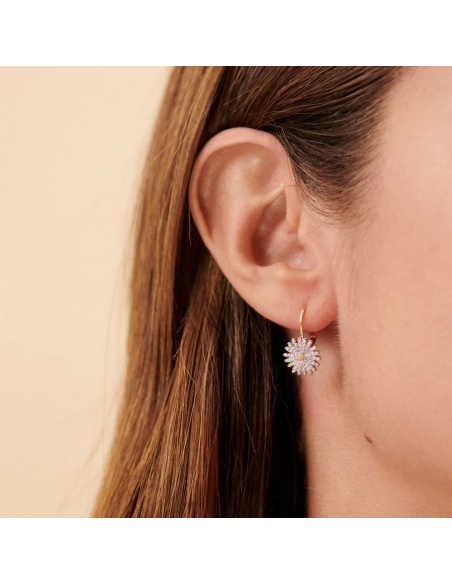 Boucles d'Oreilles Dormeuses Blossom AGATHA Argent Plaqué or 02380503-137