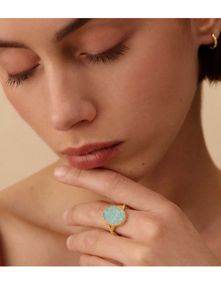 Bague ILIOS De AGATHA Plaqué Or Et Amazonite