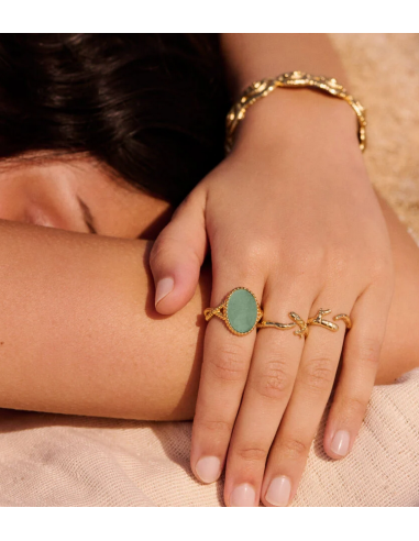 Bague ILIOS De AGATHA Plaqué Or Et Amazonite