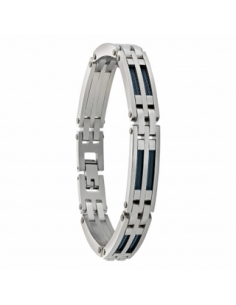 Bracelet Acier Priam Bicolore Acier Et Bleu De Jourdan JH110024B