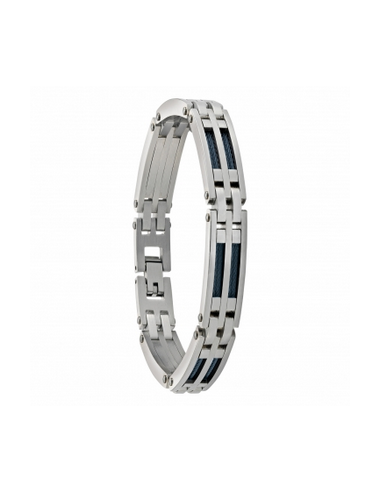 Bracelet Acier Priam Bicolore Acier Et Bleu De Jourdan JH110024B