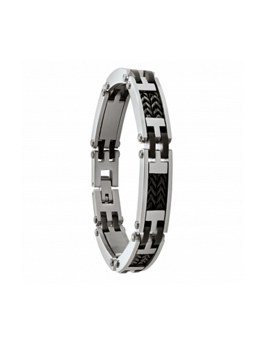 Bracelet Acier Australis Bicolore Acier Et Noir De Jourdan JH110046B