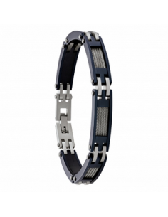 Bracelet Acier ZÉPHIR Bicolore Bleu Et Noir De Jourdan JH110051B