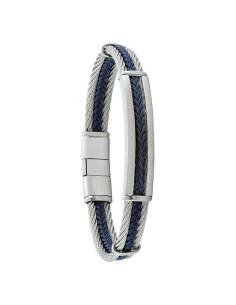 Bracelet Acier Ugo Bicolore Bleu Et Acier De Jourdan JH150026B