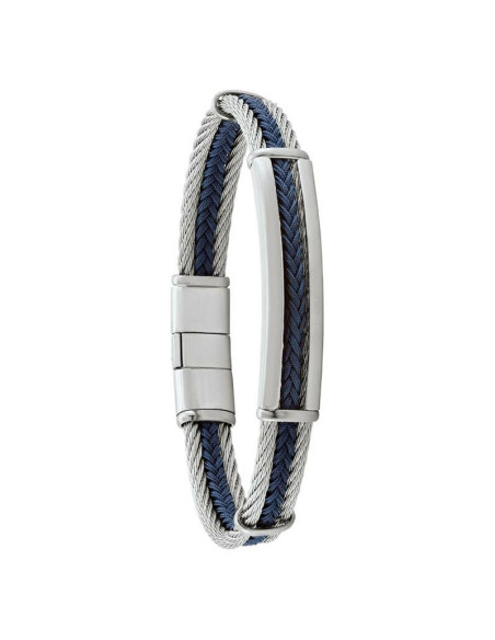 Bracelet Acier Ugo Bicolore Bleu Et Acier De Jourdan