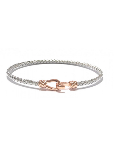 Bracelet Rigide Argent VALENZI Crochet Rose TRBABYHOOKWP