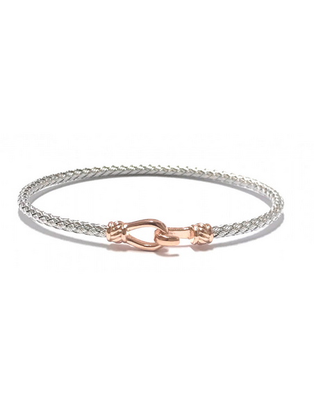 Bracelet Rigide Argent VALENZI Crochet Rose TRBABYHOOKWP