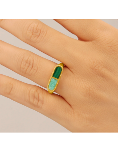 Bague CHARLES GARNIER En Vermeil Amazonite Et Malachite 2