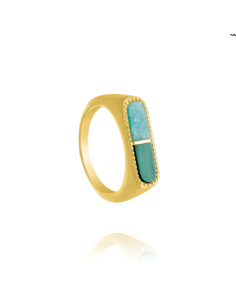 Bague CHARLES GARNIER En Vermeil Amazonite Et Malachite