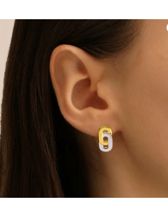 Boucles D'oreilles Maillons De CHARLES GARNIER Argent Bicolore 2