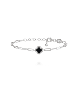 Bracelet Trèfle En Argent CHARLES GARNIER Agate Noir Et Oxydes AGF170203B