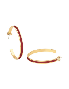 Créoles En laiton Doré Laqué Bangle Up Rouge Salsa