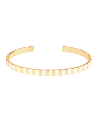 Jonc Ouvert Ines En laiton Doré Laqué Bangle Up Blanc sable