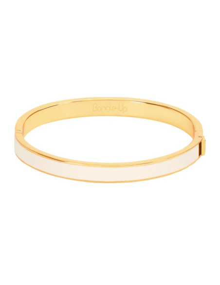 Bracelet A Fermoir En Métal Doré Laqué Bangle Up Blanc Sable