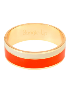 Bracelet Vaporetto A Fermoir En Métal Doré Lignes Laqué Bangle Up Orange Tangerine/ Blanc Sable BUP07-VAP-BFA8003