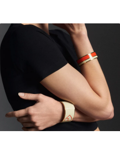 Bracelet Vaporetto A Fermoir En Métal Doré Lignes Laqué Bangle Up Orange Tangerine/ Blanc Sable BUP07-VAP-BFA8003 2
