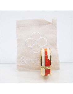 Bracelet Gaya A Fermoir En Métal Doré Lignes Laqué Bangle Up Orange Tangerine 2
