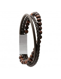 Bracelet Fusion Acier Triple Tours Et Pierres Jourdan