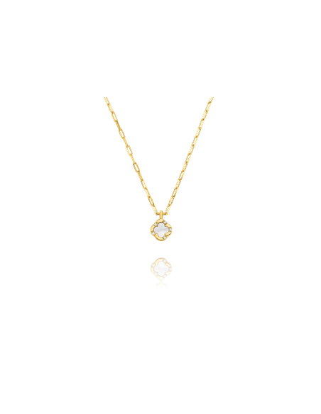 Collier En Argent Doré CHARLES GARNIER Trèfle Et Nacre