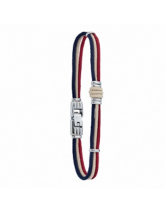 Bracelet Whitehaven  Acier Et Cordelette Bleu, Blanc, Rouge De Jourdan