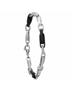 Bracelet Acier Teras Bicolore Acier Et Noir De Jourdan