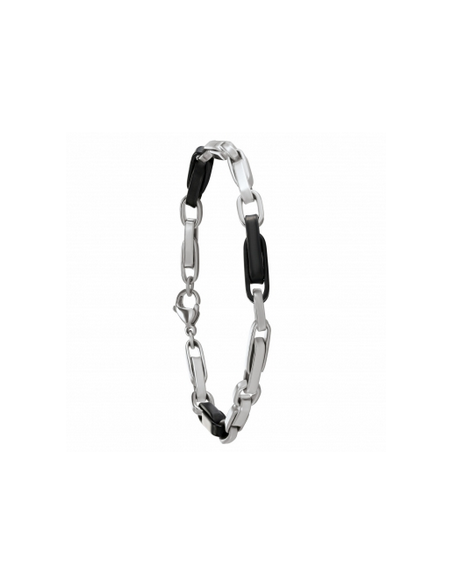 Bracelet Acier Teras Bicolore Acier Et Noir De Jourdan