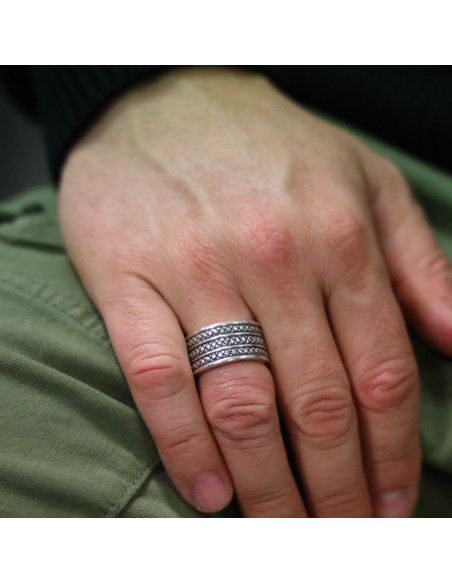 Bague En Argent Anneaux Large Ethnique Pour Homme