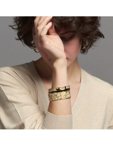 Bracelet PEONY En Métal Doré Laqué Bangle Up Beige