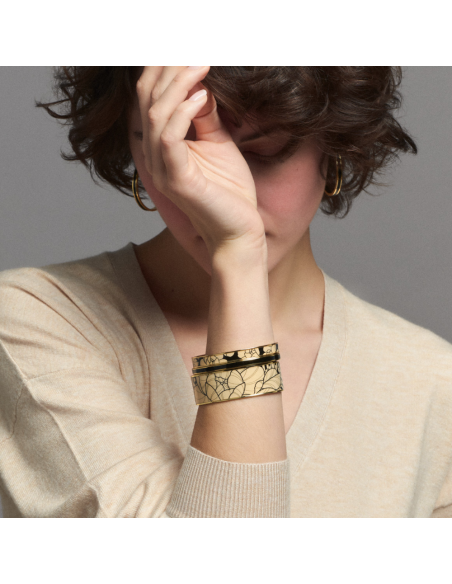 Bracelet PEONY En Métal Doré Laqué Bangle Up Beige