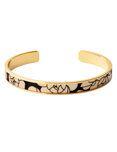 Bracelet PEONY Fin En Métal Doré Laqué Bangle Up Beige