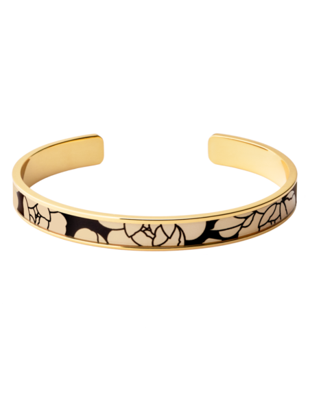 Bracelet PEONY Fin En Métal Doré Laqué Bangle Up Beige