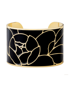 Bracelet Manchette PEONY En Métal Doré Laqué Bangle Up Noir Carbon BUP20-PEO-MAI04