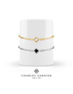 Bracelet Trèfle En Argent CHARLES GARNIER Agate Noir Et Oxydes AGF170203B 2