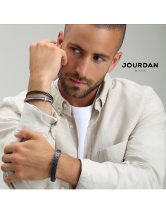 Bracelet NATHO De  Jourdan Noir Tressé Naturel Et Acier 2