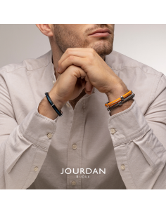 Bracelet Faro En Caoutchouc Gris Et Câble Acier Marron De Jourdan 2