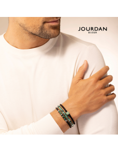 Bracelet Daryl Acier Et Caoutchouc Et Oeil De Tigre Vert De Jourdan 2