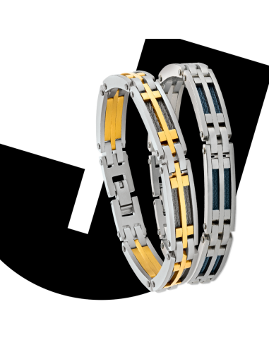 Bracelet Acier Bicolore Et Câble De Chez Jourdan JH110025B