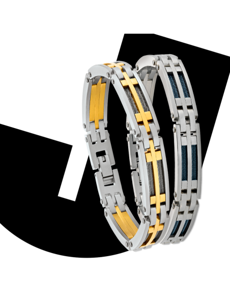 Bracelet Acier Bicolore Et Câble De Chez Jourdan JH110025B