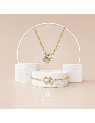 Collier En Argent Doré CHARLES GARNIER Cœur Et Trèfle AGF170155N