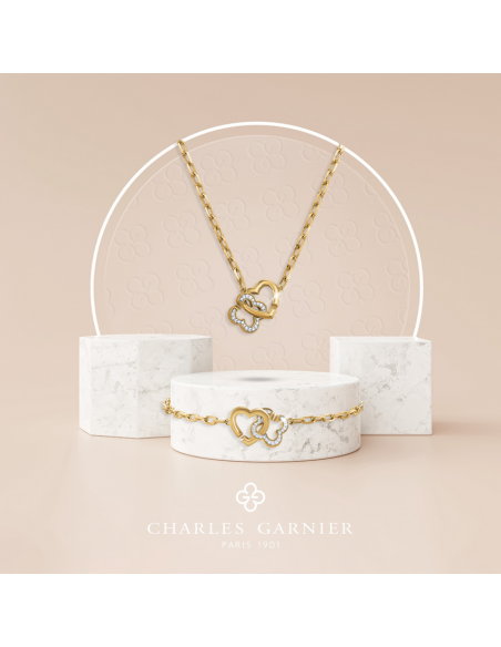 Collier En Argent Doré CHARLES GARNIER Cœur Et Trèfle AGF170155N