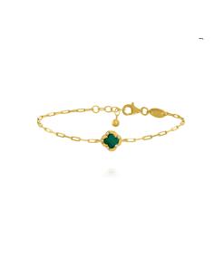 Bracelet Légende Trèfle En Argent Doré CHARLES GARNIER Malachite