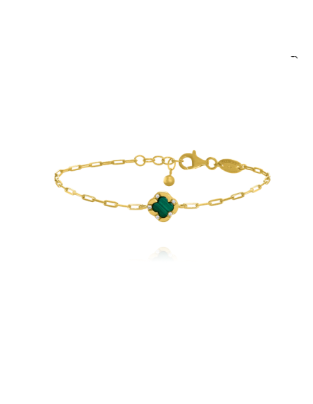 Bracelet Légende Trèfle En Argent Doré CHARLES GARNIER Malachite