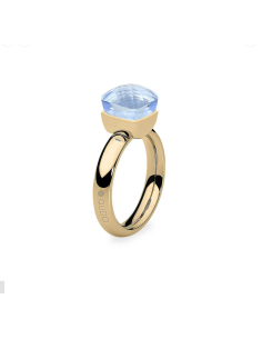 Bague Firenze De Qudo En Acier Jaune Et Son Cristal HELLBLAU