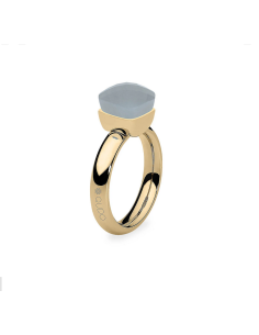 Bague Firenze De Qudo En Acier Jaune Et Son Cristal Gris Clair 610328