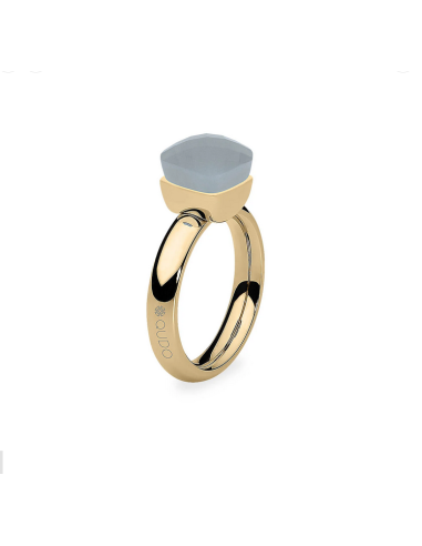 Bague Firenze De Qudo En Acier Jaune Et Son Cristal Gris Clair 610328