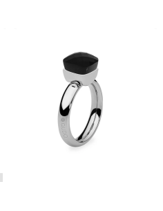 Bague Firenze De Qudo En Acier Et Son Cristal Noir 610717